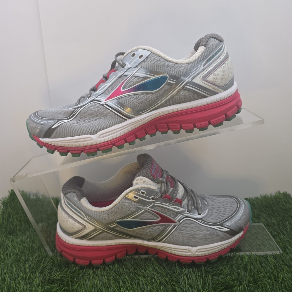 Brooks Ghost 8 Womens Running Shoes Silver Pink Teal Sz 9 B Athletic